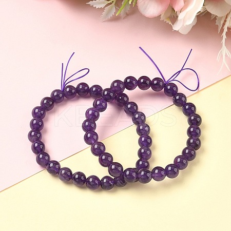 Natural Amethyst Beads Stretch Bracelets for Women BJEW-H636-01-1