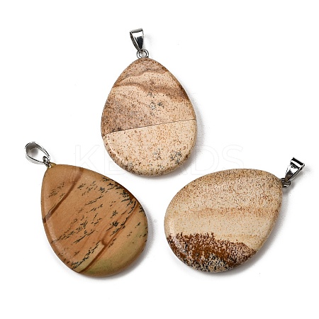 Natural Picture Jasper Pendants G-F820-14P-15-1