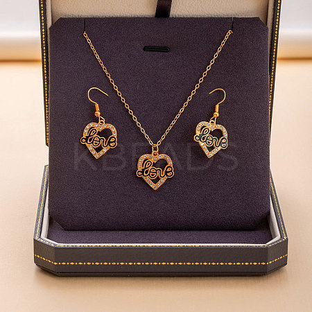 Alloy Rhinestone & Enamel Pendant Necklaces & Dangle Earrings Sets for Women FS-WGD52C4-05-1