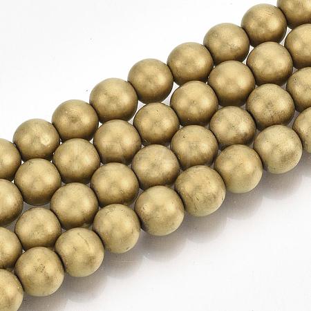 Electroplate Non-magnetic Synthetic Hematite Beads Strands G-R363-6mm-01-1