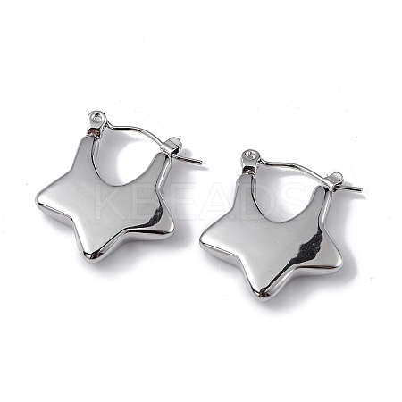 Non-Tarnish 304 Stainless Steel Star Thick Hoop Earrings for Women LS-EJEW-I284-08P-1
