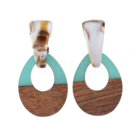 Resin & Wood Stud Earrings EJEW-JE03482-03-1