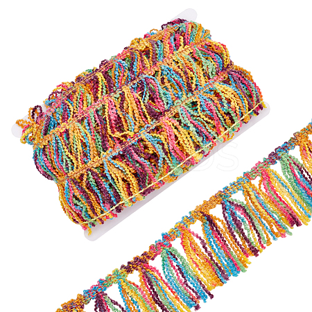 10 Yards Rainbow Polyester Fringe Trim Ribbons DIY-FG0006-17-1