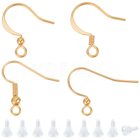 48Pcs 4 Styles Brass French Hooks with Coil and Ball KK-BBC0007-52-1