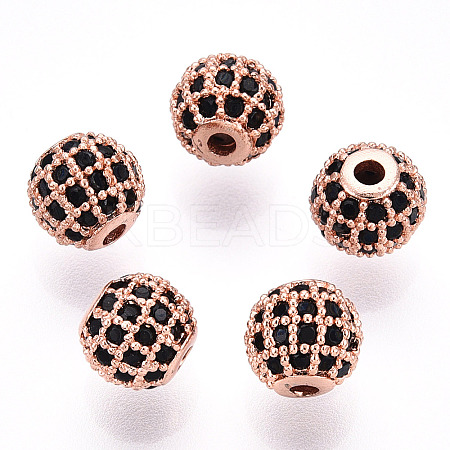 Rack Plating Brass Cubic Zirconia Beads ZIRC-S001-6mm-B01-1