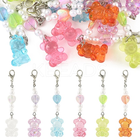 18Pcs 6 Colors Acrylic Pendant Decorations HJEW-YW00228-1