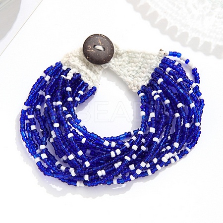 Bohemia Style Glass Beaded Multi-strand Bracelets for Women BJEW-G720-01D-1