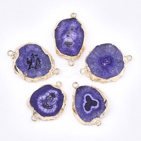 Electroplate Natural Druzy Agate Links connectors G-T112-07D-1