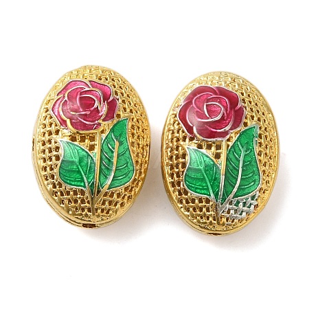 Rack Plating Brass Enamel Beads KK-P276-26C-02G-1