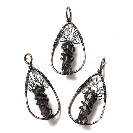 Natural Amethyst Double Terminal Pointed Faceted Bullet Big Pendants G-Q015-01F-1