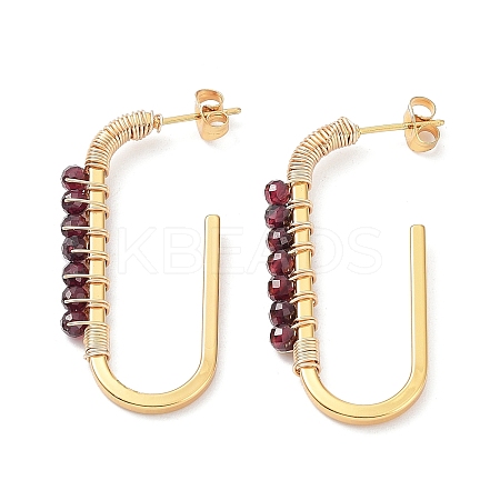 Natural Garnet Beaded Stud Earrings STAS-D058-10G-03-1
