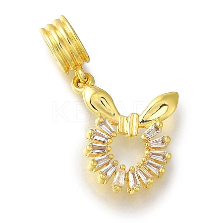 Rack Plating Brass Pave Clear Cubic Zirconia European Dangle Charms KK-H485-21P-1