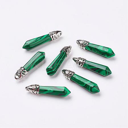 Synthetic Malachite Pointed Pendants G-P309-10-1
