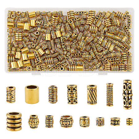300Pcs 15 Styles Tibetan Style Alloy Beads TIBEB-GO0001-08C-1