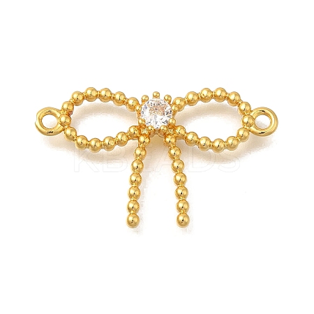 Rack Plating Brass Pave Clear Cubic Zirconia Bowknot Connector Charms LS-KK-I716-29G-1