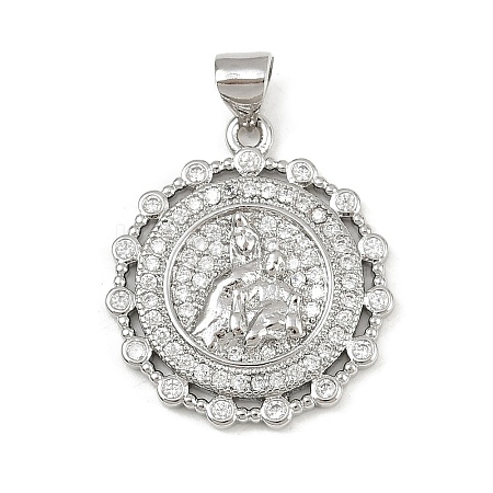 Brass Micro Pave Cubic Zirconia Pendants KK-P323-11H-P01-1