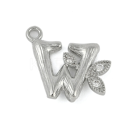 Brass Crystal Rhinestone Letter Links Connector Charms KK-S395-06P-W-1
