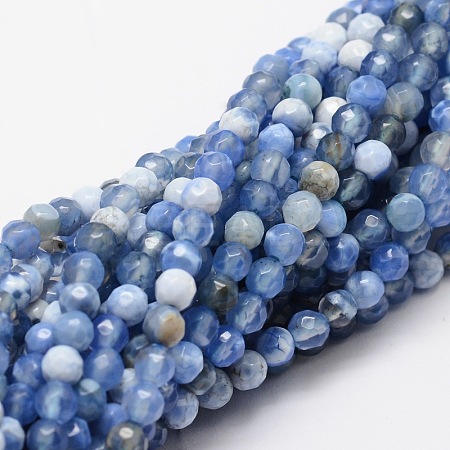 Faceted Natural Agate Round Beads Strands G-E318B-4mm-02-1