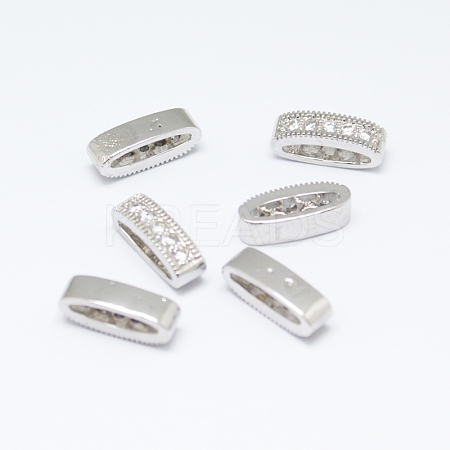 Oval Brass Micro Pave Cubic Zirconia Multi-Strand Links ZIRC-P004-09P-NR-1
