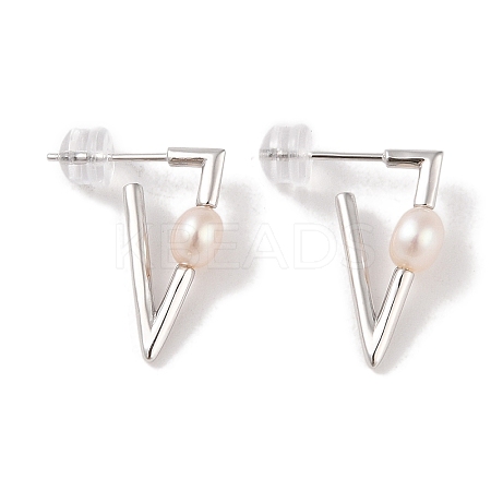 Sterling Silver Stud Earrings EJEW-C087-11A-P-1