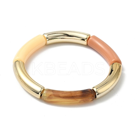 Acrylic Curved Tube Beaded Stretch Bracelet for Women BJEW-JB08438-02-1