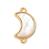 Brass Pave Natural White Shell Connector Charms KK-S522-03G-G-1