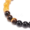 Natural Agate & Tiger Eye & Black Onyx Round Beaded Stretch Bracelet BJEW-JB08400-05-5