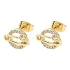Paper Clip Brass Micro Pave Clear Cubic Zirconia Stud Earrings EJEW-Z144-28G-4
