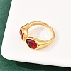 304 Stainless Steel with Glass Cuff Open Rings RJEW-Z125-03G-02-2