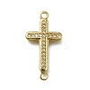 Brass Clear Cubic Zirconia Cross Connector Charms LS-ZIRC-I070-003G-1