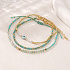 3Pcs 3 Styles Brass & Glass & Natural Green Aventurine Beaded Braclet Set WN5918-1-3