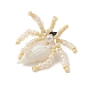 Faceted Round Natural Black Spinel & Natural Trumpet Shell & Glass Seed Beaded Crab Pendants PALLOY-MZ01177-02-4