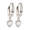 Cubic Zirconia Teardrop Dangle Hoop Earrings EJEW-Z019-05P-1