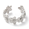Rack Plating Brass Flower Open Cuff Rings for Women RJEW-S242-01P-A-2