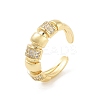 Brass Micro Pave Clear Cubic Zirconia Multi-layer Open Cuff Ring for Women LS-RJEW-Z055-01G-02-1