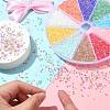 120G 10 Colors Transparent Colours Rainbow Plated Round Hole Glass Bugle Beads SEED-CJ0001-27-4