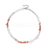 Natural Carnelian & Rose Quartz & Quartz Crystal Chip Beaded Necklaces NJEW-JN05099-03-4