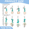 16Pcs 8 Styles Natural Shell & Synthetic Turquoise Chip Pendant Decorations HJEW-GO00036-2