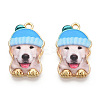 Printed Light Gold Tone Alloy Pendants LS-ENAM-N056-208B-2