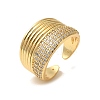 Brass Micro Pave Cubic Zirconia Open Cuff Rings for Women RJEW-G325-01E-G-1