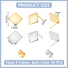 60Pcs 2 Colors 304 Stainless Steel Stud Earring Findings STAS-UN0063-50-3