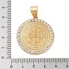 Ion Plating(IP) 304 Stainless Steel Micro Pave Clear Cubic Zirconia Pendants STAS-K281-01G-4