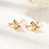 Brass Micro Pave Clear Cubic Zirconia Bowknot Stud Earrings EJEW-C158-14A-G-2
