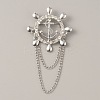 Naval Style Helm & Anchor Rhinestone Brooch for Men Women JEWB-WH0030-01P-1