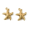 304 Stainless Steel Pendants. Starfish Charm STAS-A190-03G-1