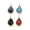 Natural & Synthetic Mixed Gemstone Teardrop Charms KK-B157-33G-1