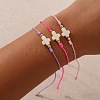 3Pcs Dyed Synthetic White Turquoise & Brass Beaded Braided Bead Bracelets QB7029-13-1