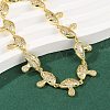 Mushroom Brass Micro Pave Clear Cubic Zirconia Link Bracelets for Women BJEW-Z126-04G-2