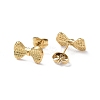 Ion Plating(IP) 304 Stainless Steel Grooved Bowknot Stud Earrings for Women EJEW-I285-05G-2