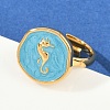 304 Stainless Steel Enamel Open Cuff Rings for Women RJEW-K301-06A-01-1